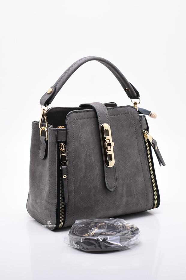 Gray Hand and Shoulder Strap Bag