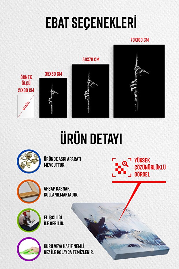 Klarnet Çalan Adam Modern Tuval Kanvas Tablo - 4