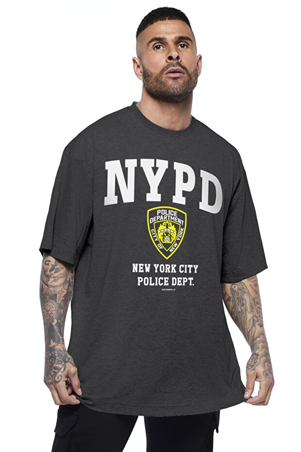 Men's Anthracite Nypd Oversize Short Sleeve T-shirt