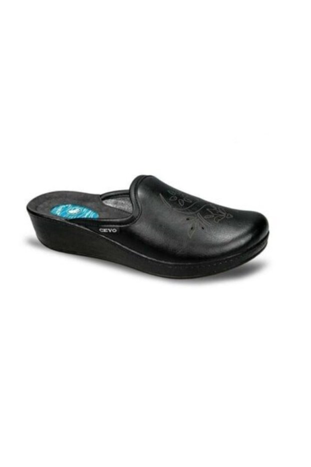 Women's Black Heeled Slippers 9932-8