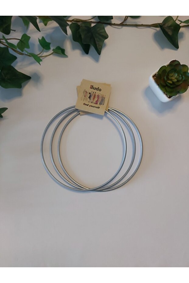 Metal Macrame Circle 17 Cm Set of 3 Galvanized Pulley Ring Dream Catcher