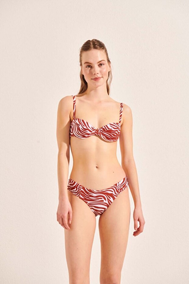 Kadın Zebra Yandan Drapelı Bikini Altı - 1