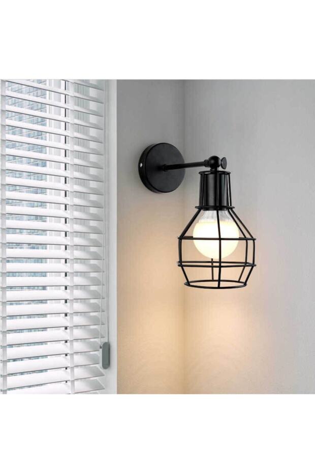 Oynar Başlıklı Metal Rustik Duvar Aplik - 5