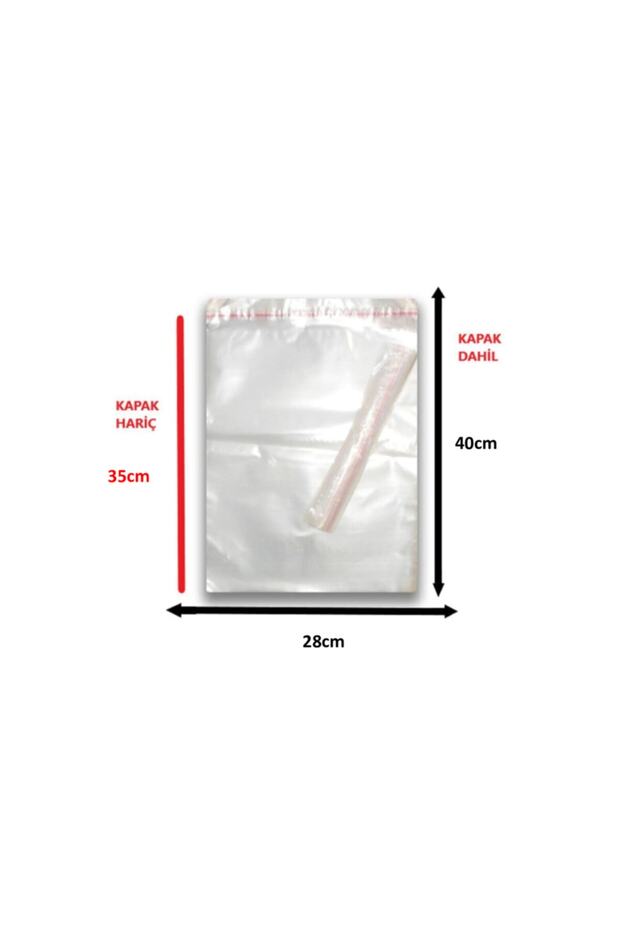 1000 Adet (28x35+5) Opp Jelatin Bantlı Yapışkanlı Naylon Poşet - 2