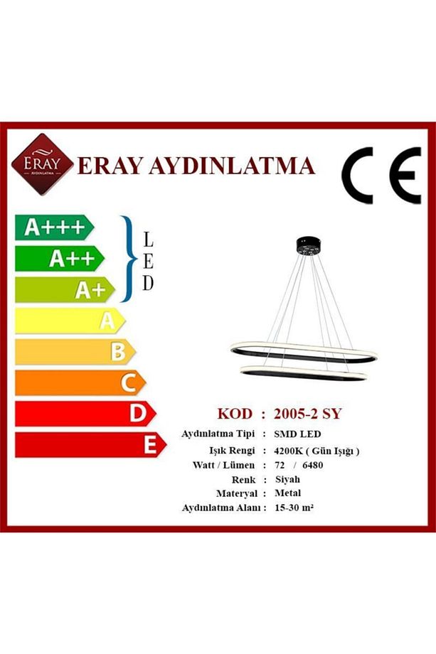 2005-2 Siyah Elips Led Avize - 3