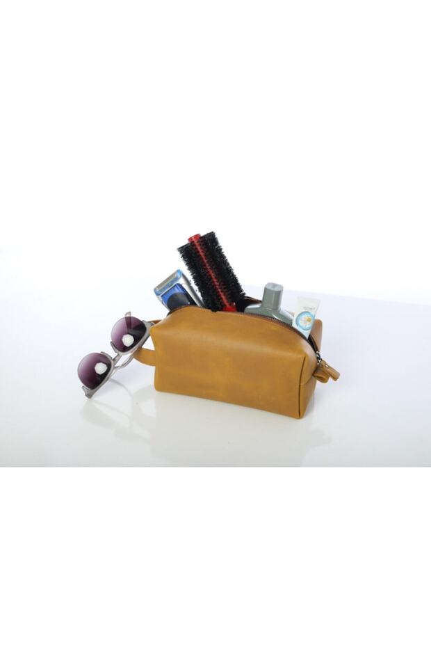 Brown Genuine Leather Sports Personal Care and Travel Bag