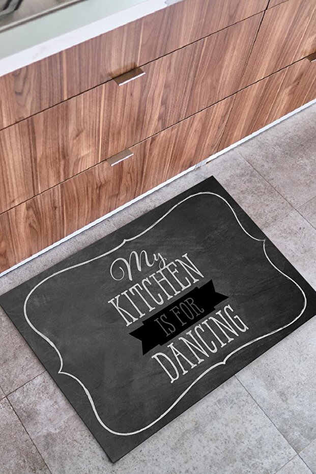 Black My Kitchen Indoor and Outdoor Decorative Door Mat