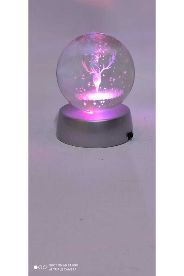 Geyikli Işıklı Cam Küre - 2