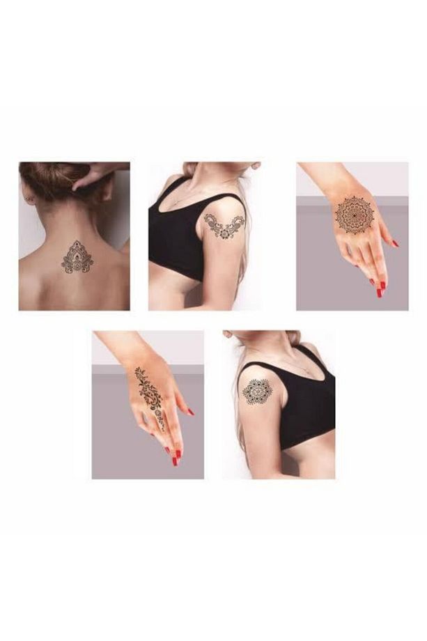 Hint Kınası Tattoo Geçici Dövme 1siyah 1 Kızılkahve Tüp Kına kına Kalıbı Şablon 2 Adet - 2