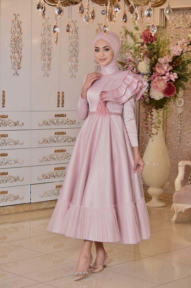 Gülce Pudra Abiye Elbise - 5