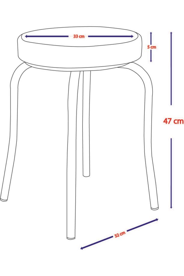 4 Adet Renkli Silinebilir Kumaş Siyah Profil Tabure Metal Tabure Mutfak Taburesi Kalın Tabure - 7