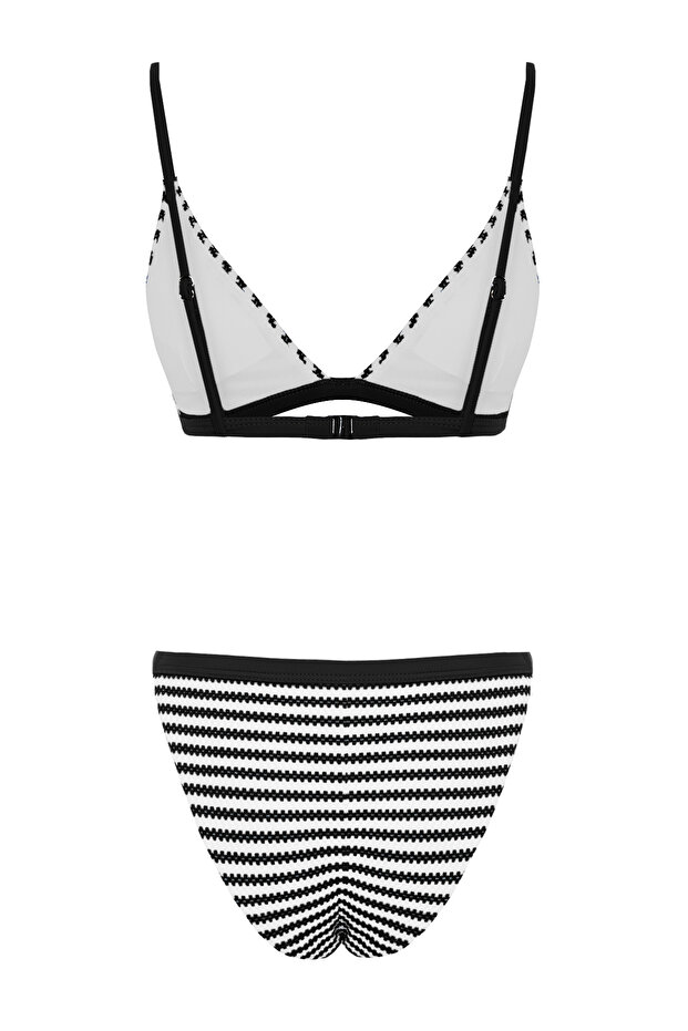 Black-White Striped Triangle Texture Regular Bikini Set TBESS24BT00060 - 8
