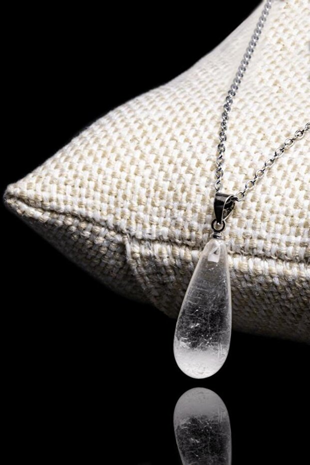 Certified Crystal Quartz Natural Stone Necklace Special Cut AAA Quality