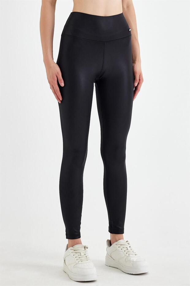 Women's Black Shiny Sports Leggings