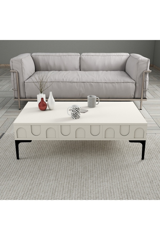 Lyon 3lü Salon Takımı - Krem / Siyah - 4