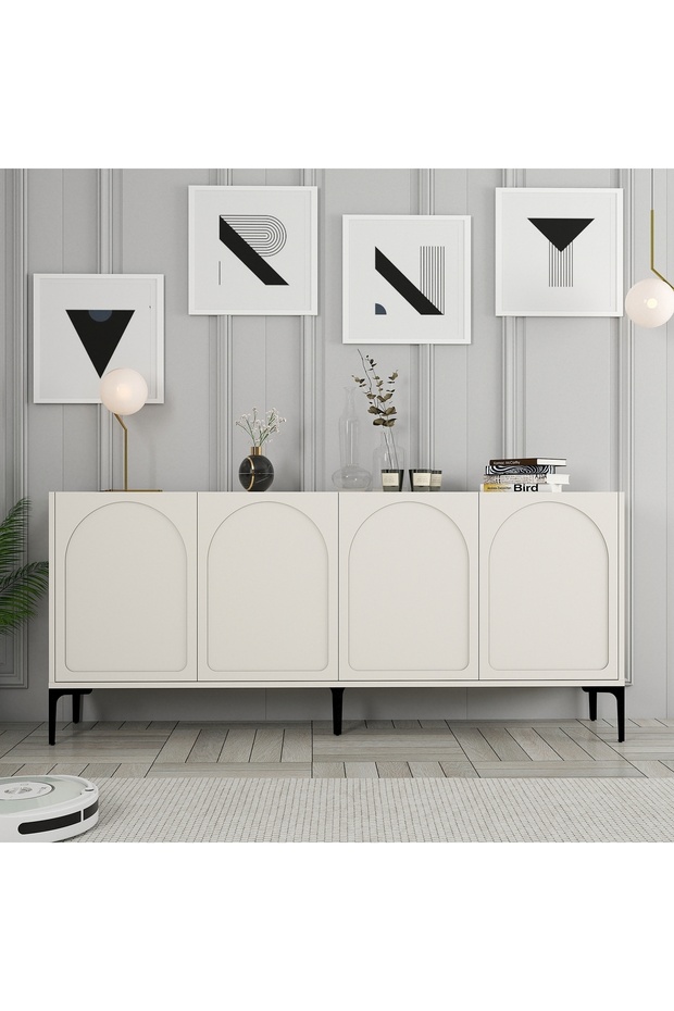 Lyon 3lü Salon Takımı - Krem / Siyah - 2