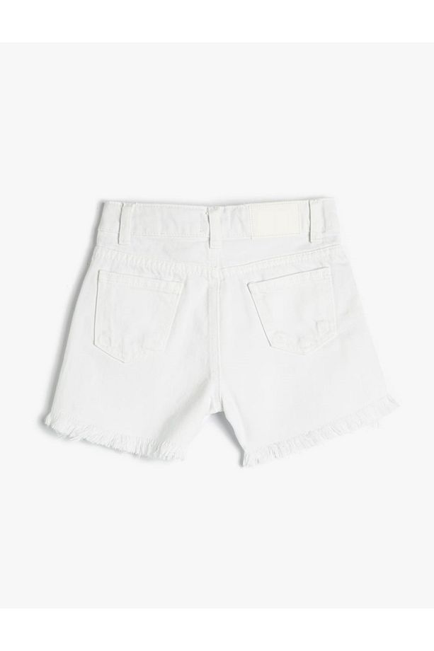 Denim Kot Şort Beyaz - 2