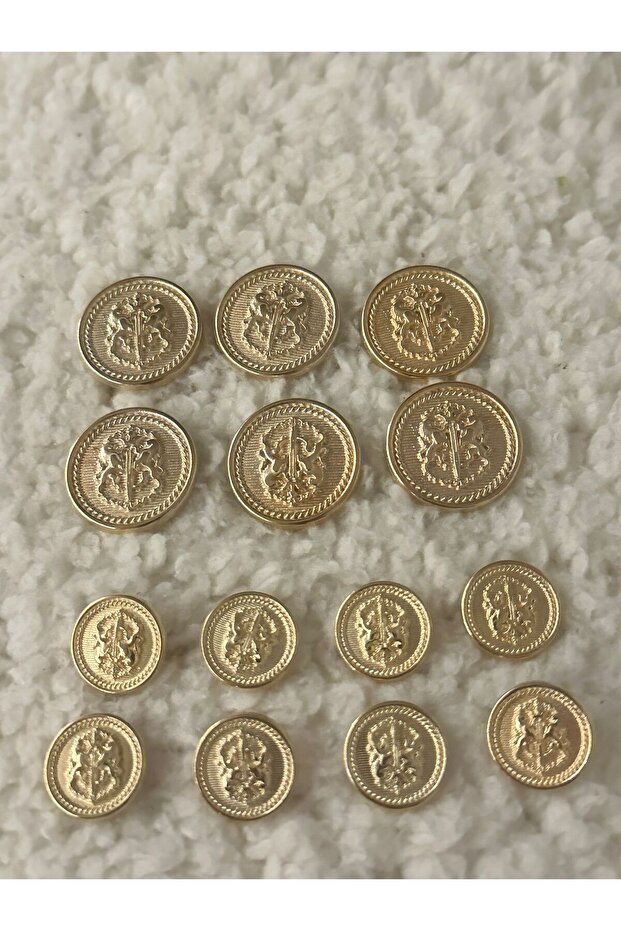 سترة سترة مزدوجة تزوير أزرار مجموعة الذهب - 1