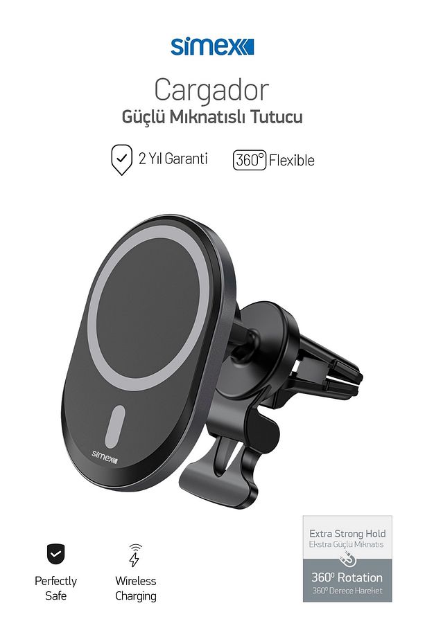 Cargador MagSafe 15 Watt Hızlı Şarj Güçlü Mıknatıslı Telefon Tutucu 360 - 1
