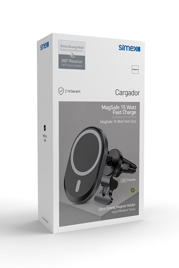 Cargador MagSafe 15 Watt Hızlı Şarj Güçlü Mıknatıslı Telefon Tutucu 360 - 3