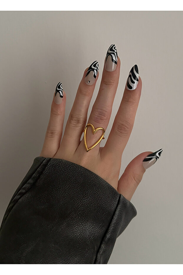 خاتم قابل للتعديل على شكل قلب كبير - 1