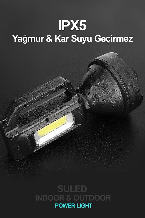 Şarjlı Led EL FENERİ LED IŞIK Solar Şarjlı USB Power Bank Özellikli Multi Fonksiyonlu Kamp Lambası - 5