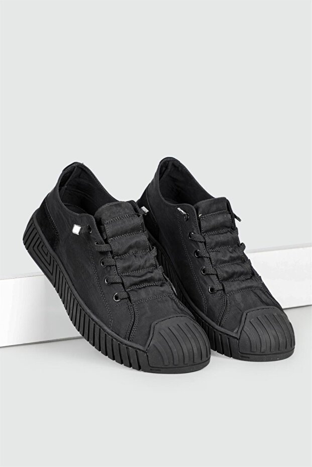Vigor Men's Black Fabric Cloth Daily Orthopedic Memory Sole Sports Sneaker Shoes