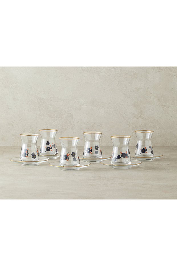 Boheme Glass 12-Piece 6-Person Tea Set Black