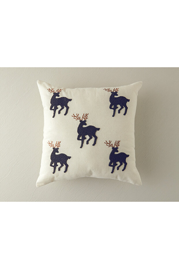 Deer Throw Pillow Cover Ecru
