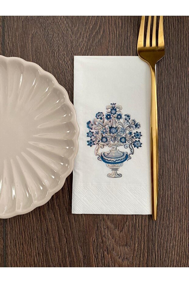 Bleu Blanc Silverware Printed Napkin 16 Pieces