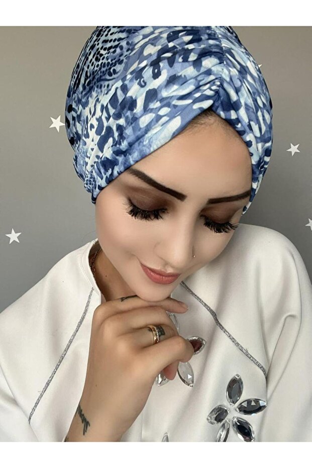 B15 غطاء رأس جاهز برباط منقوش - 1