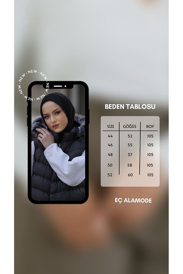 Çıkarılabilir Kapüşonlu Büyük Beden Şişme Yelek - 7