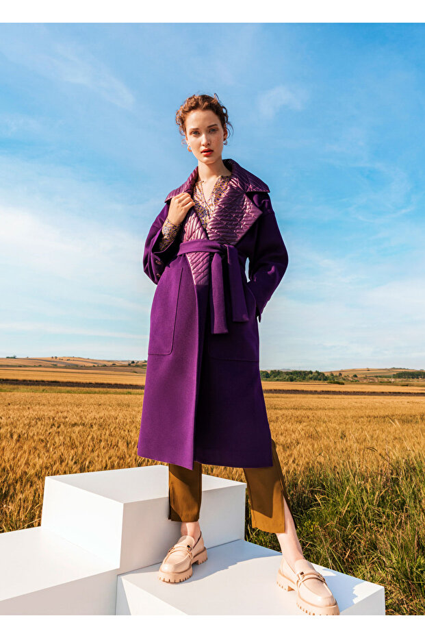 بلوزة منقوشة مزدوجة الصدر - 4