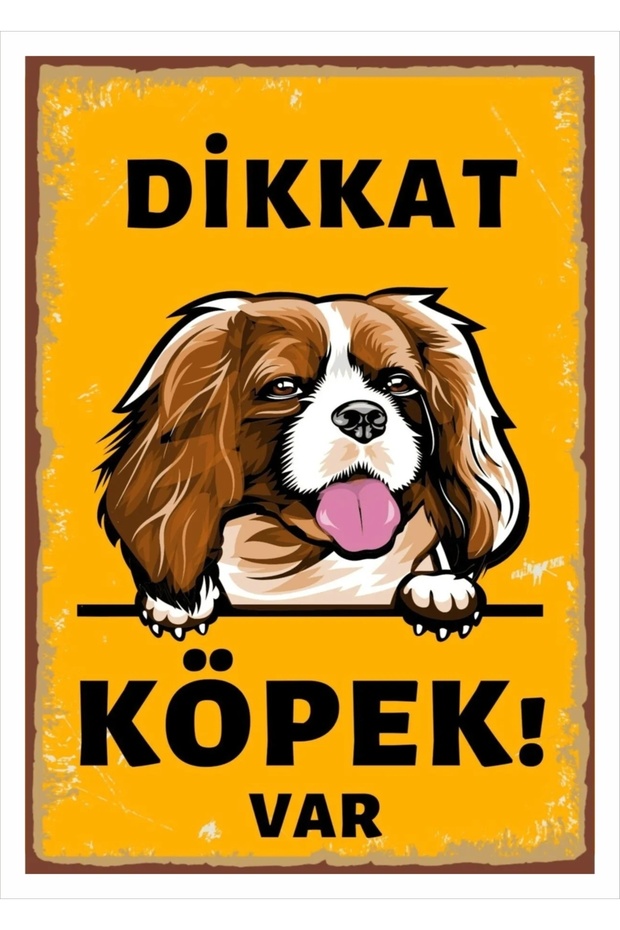 Dikkat Köpek Var Cavalier King Charles Spanieli Mdf Tablo 25x35 cm - 1