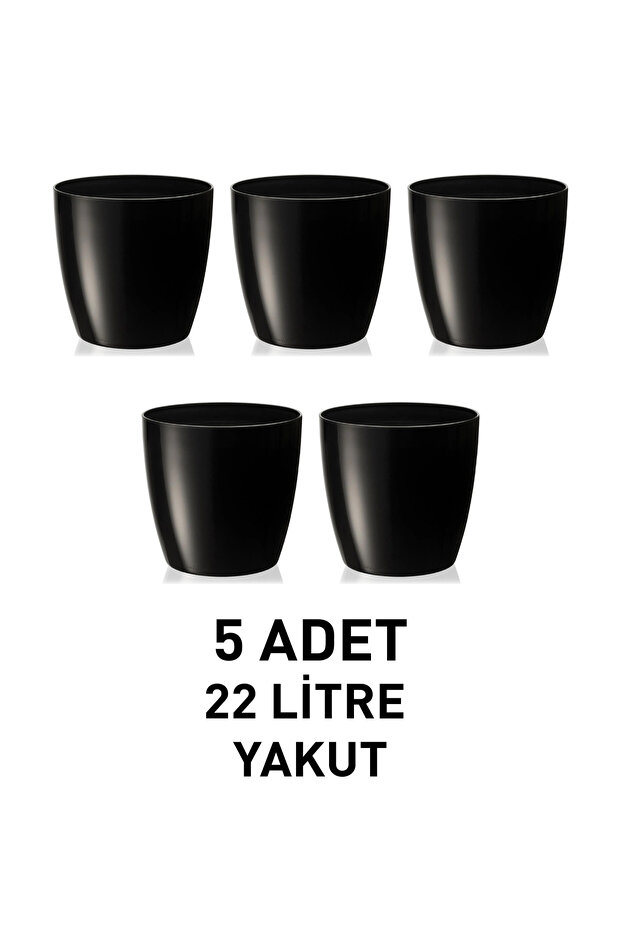 Polivahome Ruby Flower Pot, 5 Pieces, Black, 22 Liters