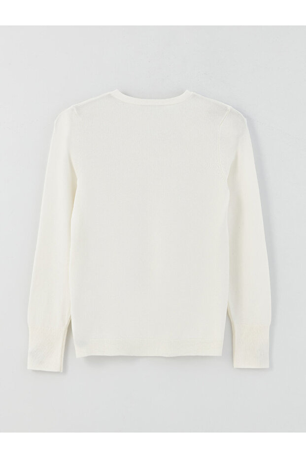 LCWAIKIKI Basic V Yaka Düz Uzun Kollu Kadın Triko Kazak - 7