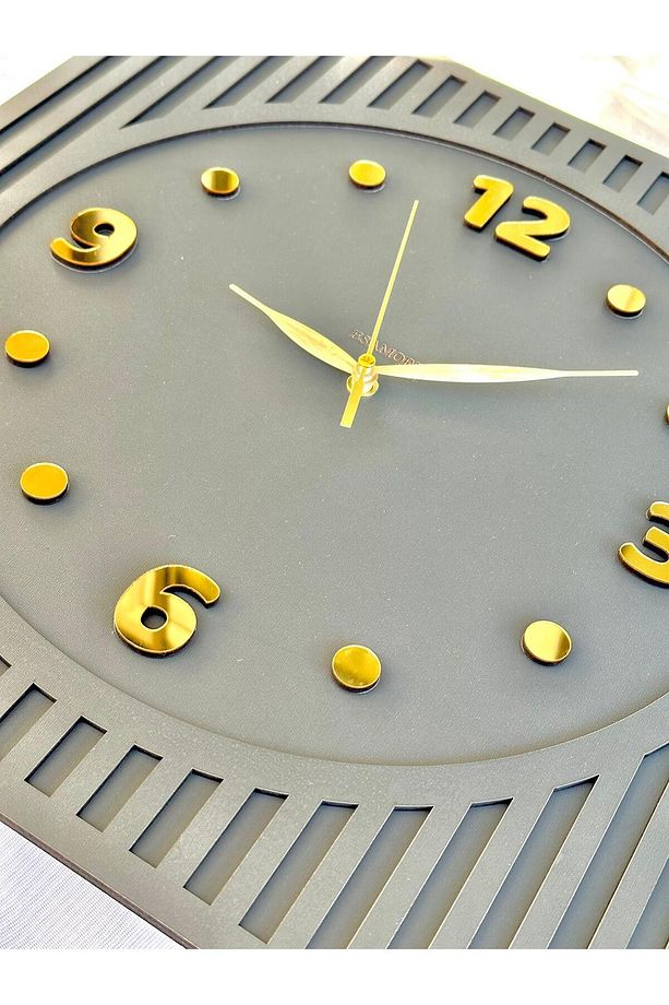Kare Gold Rakamlı 40*40 cm Duvar Saat - Ahşap Duvar Saati - Modern Duvar Saati - 3