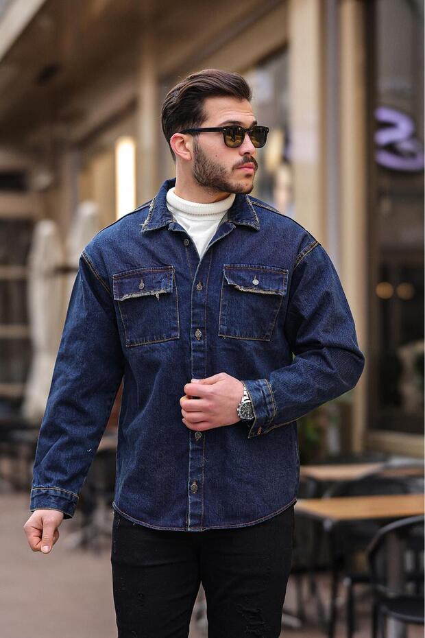 قميص جينز كبير الحجم مريح