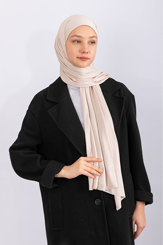 Combed Cotton Shawl Jersey Shawl - Nude