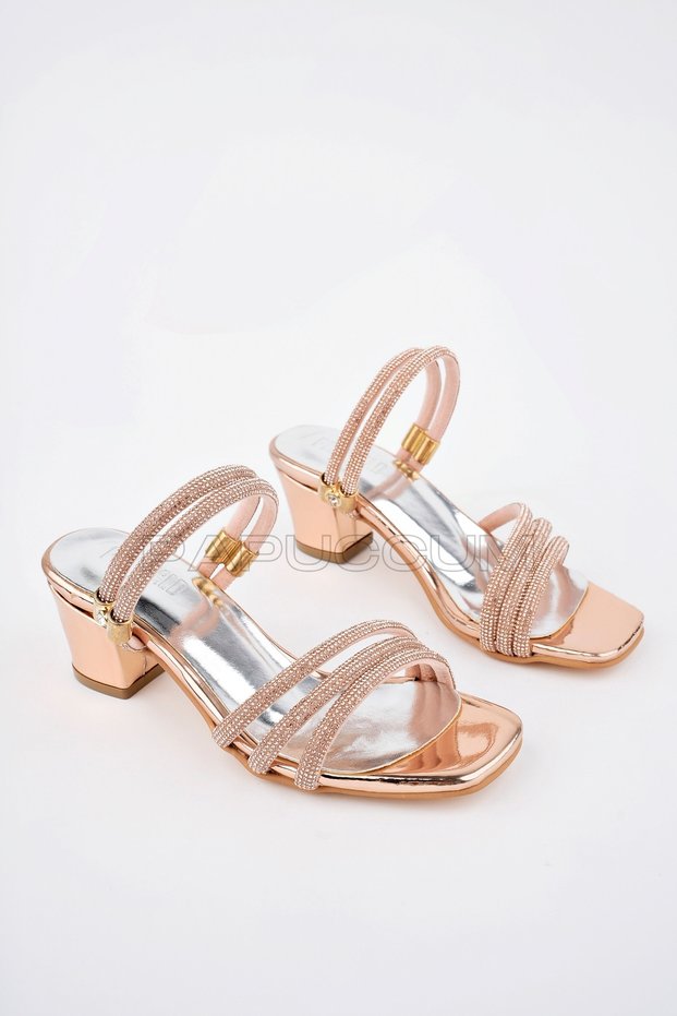 Girl's Ankle Stoned Heeled Evening Shoes