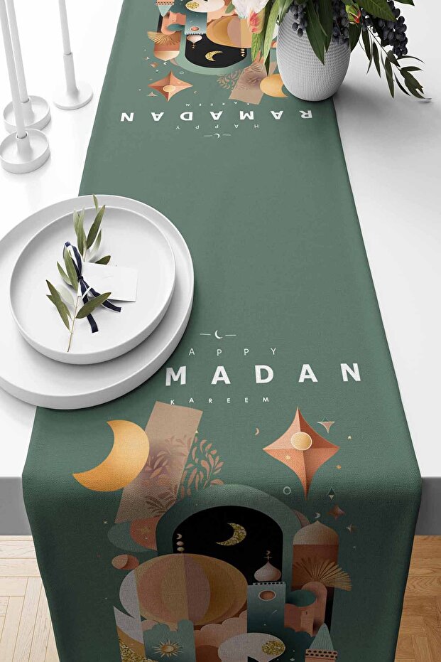 عداء رمضان هلال منقوش شمواه منسوج 140*40 سم رمضان كريم