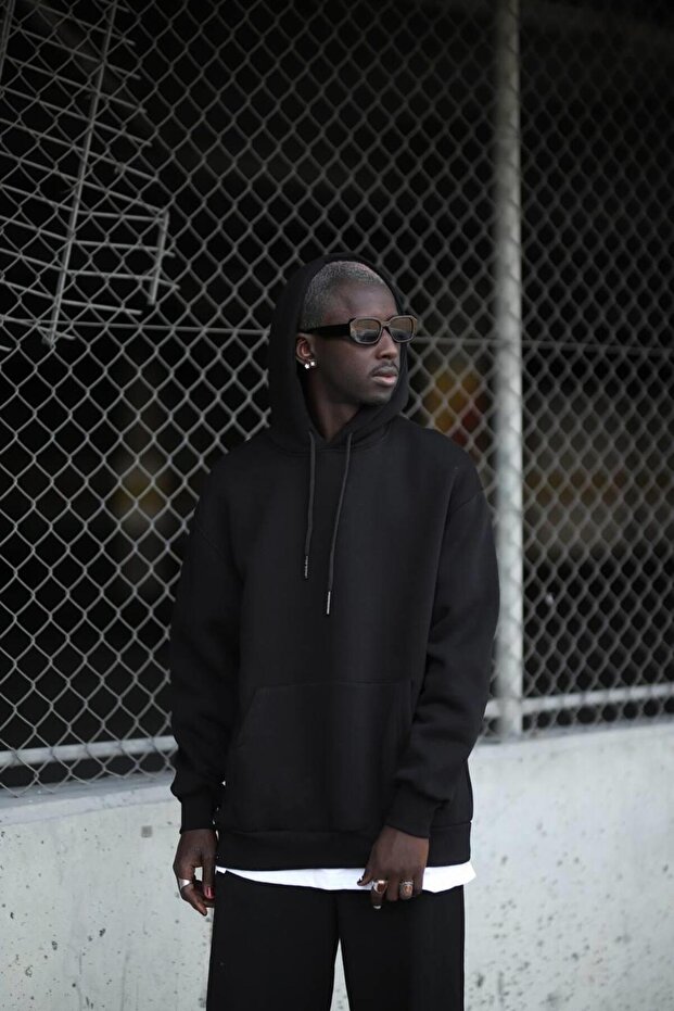 Hooded 3 Thread Thick Inside Fleece Oversize Kangaroo Pocket Men's Sweatshirt