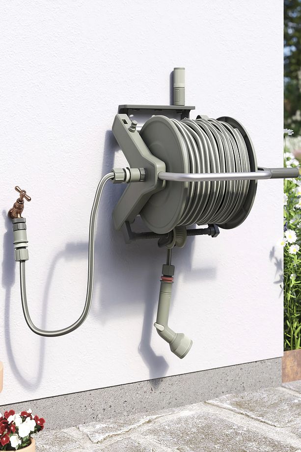 Hortum Toplama Arabası Kırılmaz Hortum 25m Ve Sprey Seti Sulama Seti Duvara Montajlanabilir Ae095 - 4