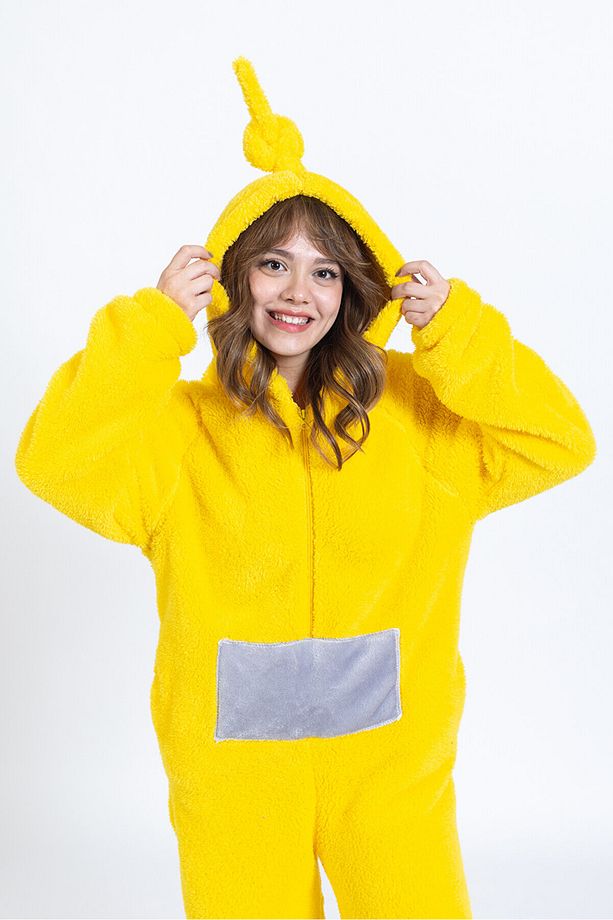 Merimu Kadın Boydan Fermuarlı Sarı Teletabi Model Tulum Pijama Takımı - 2