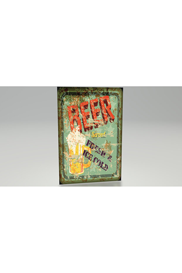Sparkling Beer Bar Decor Painting Distressed Nostalgic Retro Wood Poster