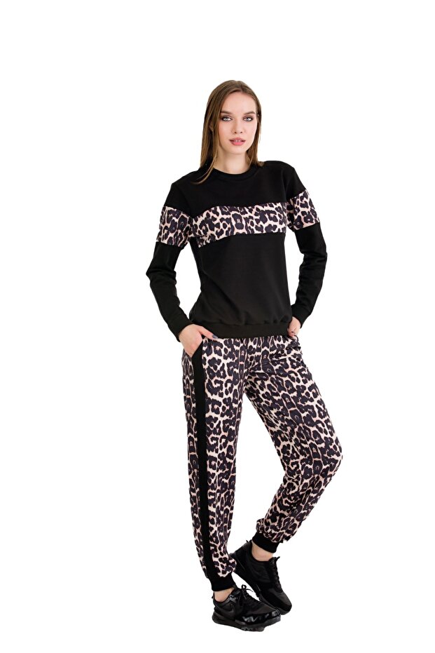 طقم بدلة رياضية بنقشة الفهد - 1