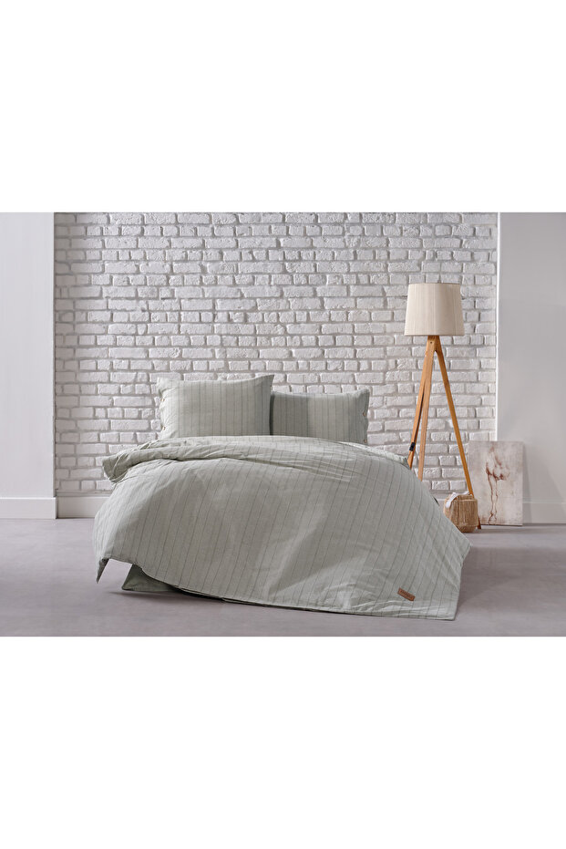 İpliği Boyalı Serisi Mabel Tek Kişilik Nevresim Takımı - Yeşil - 4