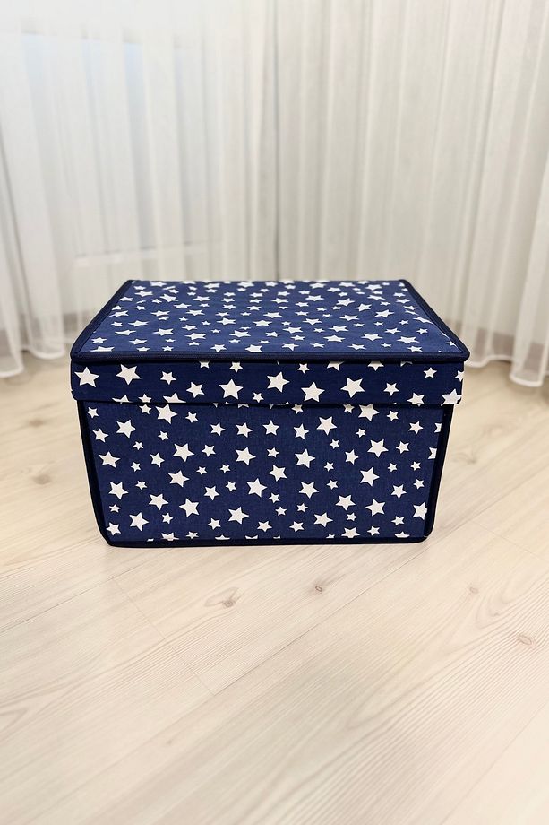 3 Adet Mini Saklama Kutusu,kutu Hurç,kutu,organizer,oyuncak Kutusu Lacivert Yıldız Desen 30x40x25 - 3