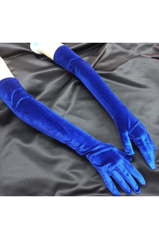 Elisabeth kadife opera eldiven saks mavi - 4