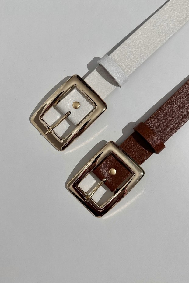 2-Piece Square Buckle Belt Waist Belt Coat Belt Dress Belt Pants Belt